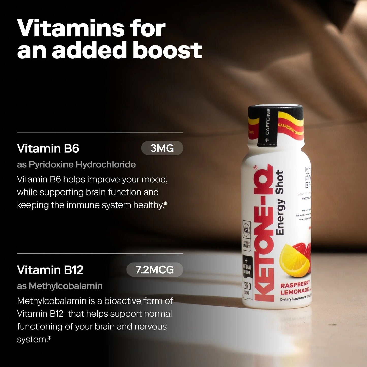 Ketone-IQ Caffeine Ketone Shots for Focus, Peach